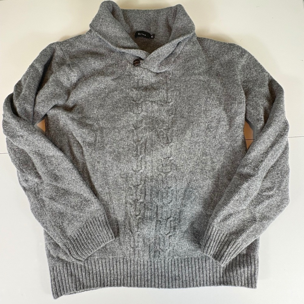 Brice Women's Wool Blend Shawl Collar Cable‎ Knit Sweater Gray XL